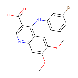 COc1cc2ncc(C(=O)O)c(Nc3cccc(Br)c3)c2cc1OC ZINC000013812995