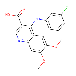 COc1cc2ncc(C(=O)O)c(Nc3cccc(Cl)c3)c2cc1OC ZINC000082159998