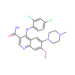 COc1cc2ncc(C(N)=O)c(Nc3ccc(Cl)cc3Cl)c2cc1N1CCN(C)CC1 ZINC000040919097