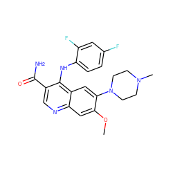 COc1cc2ncc(C(N)=O)c(Nc3ccc(F)cc3F)c2cc1N1CCN(C)CC1 ZINC000040935709