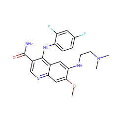 COc1cc2ncc(C(N)=O)c(Nc3ccc(F)cc3F)c2cc1NCCN(C)C ZINC000040934238