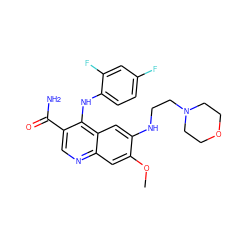 COc1cc2ncc(C(N)=O)c(Nc3ccc(F)cc3F)c2cc1NCCN1CCOCC1 ZINC000040934239