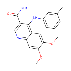 COc1cc2ncc(C(N)=O)c(Nc3cccc(C)c3)c2cc1OC ZINC000040933968