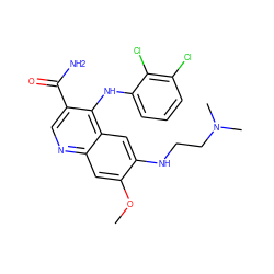 COc1cc2ncc(C(N)=O)c(Nc3cccc(Cl)c3Cl)c2cc1NCCN(C)C ZINC000040845762