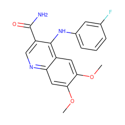 COc1cc2ncc(C(N)=O)c(Nc3cccc(F)c3)c2cc1OC ZINC000034280622