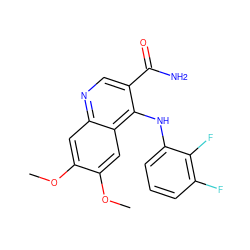 COc1cc2ncc(C(N)=O)c(Nc3cccc(F)c3F)c2cc1OC ZINC000040935876