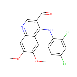 COc1cc2ncc(C=O)c(Nc3ccc(Cl)cc3Cl)c2cc1OC ZINC000013862192