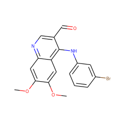 COc1cc2ncc(C=O)c(Nc3cccc(Br)c3)c2cc1OC ZINC000013812993