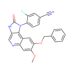 COc1cc2ncc3[nH]c(=O)n(-c4ccc(C#N)cc4F)c3c2cc1OCc1ccccc1 ZINC000113242160