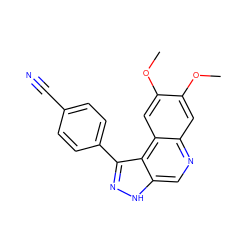 COc1cc2ncc3[nH]nc(-c4ccc(C#N)cc4)c3c2cc1OC ZINC000113385186