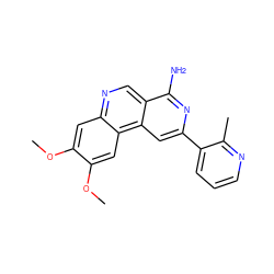 COc1cc2ncc3c(N)nc(-c4cccnc4C)cc3c2cc1OC ZINC000045256328