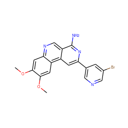 COc1cc2ncc3c(N)nc(-c4cncc(Br)c4)cc3c2cc1OC ZINC000045255628