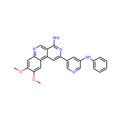 COc1cc2ncc3c(N)nc(-c4cncc(Nc5ccccc5)c4)cc3c2cc1OC ZINC000045259270