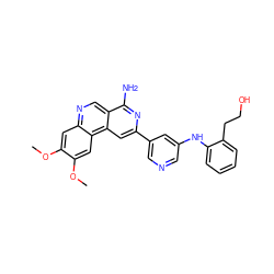 COc1cc2ncc3c(N)nc(-c4cncc(Nc5ccccc5CCO)c4)cc3c2cc1OC ZINC000045316771