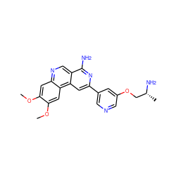 COc1cc2ncc3c(N)nc(-c4cncc(OC[C@@H](C)N)c4)cc3c2cc1OC ZINC000049089536