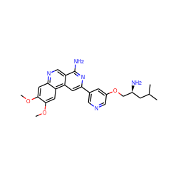 COc1cc2ncc3c(N)nc(-c4cncc(OC[C@@H](N)CC(C)C)c4)cc3c2cc1OC ZINC000049069022