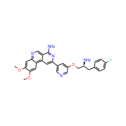 COc1cc2ncc3c(N)nc(-c4cncc(OC[C@@H](N)Cc5ccc(F)cc5)c4)cc3c2cc1OC ZINC000049089587