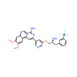 COc1cc2ncc3c(N)nc(-c4cncc(OC[C@@H](N)Cc5cccc(C(F)(F)F)c5)c4)cc3c2cc1OC ZINC000049784728