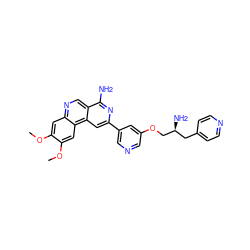 COc1cc2ncc3c(N)nc(-c4cncc(OC[C@@H](N)Cc5ccncc5)c4)cc3c2cc1OC ZINC000049088028