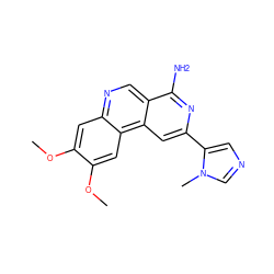 COc1cc2ncc3c(N)nc(-c4cncn4C)cc3c2cc1OC ZINC000045261397