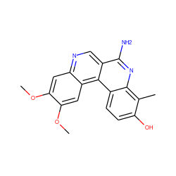 COc1cc2ncc3c(N)nc4c(C)c(O)ccc4c3c2cc1OC ZINC000014969825