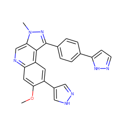 COc1cc2ncc3c(c(-c4ccc(-c5ccn[nH]5)cc4)nn3C)c2cc1-c1cn[nH]c1 ZINC000169685062