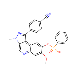 COc1cc2ncc3c(c(-c4ccc(C#N)cc4)nn3C)c2cc1O[P@@](=O)(O)c1ccccc1 ZINC000169704794