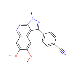 COc1cc2ncc3c(c(-c4ccc(C#N)cc4)nn3C)c2cc1OC ZINC000169704771