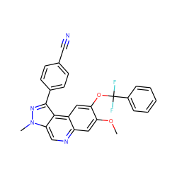 COc1cc2ncc3c(c(-c4ccc(C#N)cc4)nn3C)c2cc1OC(F)(F)c1ccccc1 ZINC000169704782