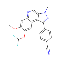 COc1cc2ncc3c(c(-c4ccc(C#N)cc4)nn3C)c2cc1OC(F)F ZINC000169704781