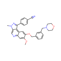 COc1cc2ncc3c(c(-c4ccc(C#N)cc4)nn3C)c2cc1OCc1cccc(CN2CCOCC2)c1 ZINC000169704797