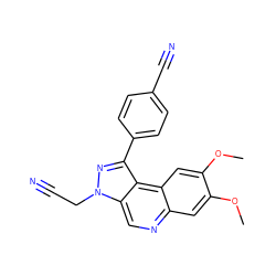 COc1cc2ncc3c(c(-c4ccc(C#N)cc4)nn3CC#N)c2cc1OC ZINC000169704839