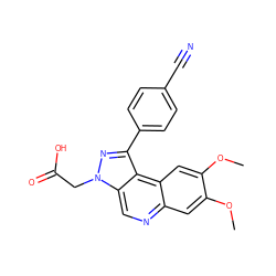 COc1cc2ncc3c(c(-c4ccc(C#N)cc4)nn3CC(=O)O)c2cc1OC ZINC000169704840