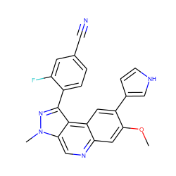 COc1cc2ncc3c(c(-c4ccc(C#N)cc4F)nn3C)c2cc1-c1cc[nH]c1 ZINC000169704849