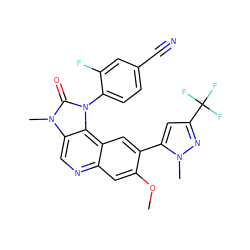 COc1cc2ncc3c(c2cc1-c1cc(C(F)(F)F)nn1C)n(-c1ccc(C#N)cc1F)c(=O)n3C ZINC000113412906