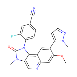 COc1cc2ncc3c(c2cc1-c1ccnn1C)n(-c1ccc(C#N)cc1F)c(=O)n3C ZINC000113412896