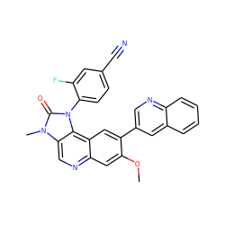 COc1cc2ncc3c(c2cc1-c1cnc2ccccc2c1)n(-c1ccc(C#N)cc1F)c(=O)n3C ZINC000113239768