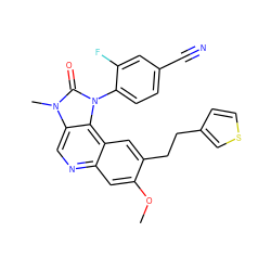 COc1cc2ncc3c(c2cc1CCc1ccsc1)n(-c1ccc(C#N)cc1F)c(=O)n3C ZINC000113240781