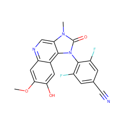 COc1cc2ncc3c(c2cc1O)n(-c1c(F)cc(C#N)cc1F)c(=O)n3C ZINC000145793905