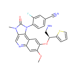 COc1cc2ncc3c(c2cc1O[C@@H](CN)c1cccs1)n(-c1ccc(C#N)cc1F)c(=O)n3C ZINC000113242027