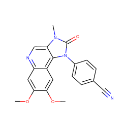 COc1cc2ncc3c(c2cc1OC)n(-c1ccc(C#N)cc1)c(=O)n3C ZINC000200356636