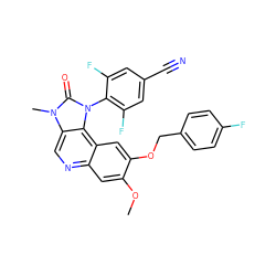 COc1cc2ncc3c(c2cc1OCc1ccc(F)cc1)n(-c1c(F)cc(C#N)cc1F)c(=O)n3C ZINC000113415378