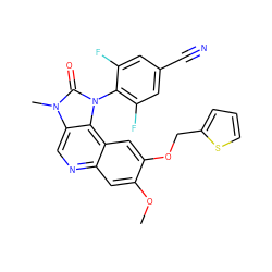 COc1cc2ncc3c(c2cc1OCc1cccs1)n(-c1c(F)cc(C#N)cc1F)c(=O)n3C ZINC000145733377