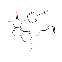 COc1cc2ncc3c(c2cc1OCc1cccs1)n(-c1ccc(C#N)cc1)c(=O)n3C ZINC000149656214