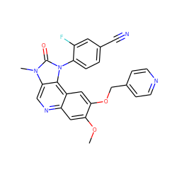 COc1cc2ncc3c(c2cc1OCc1ccncc1)n(-c1ccc(C#N)cc1F)c(=O)n3C ZINC000113415352