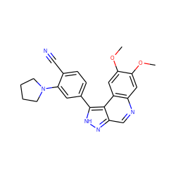 COc1cc2ncc3n[nH]c(-c4ccc(C#N)c(N5CCCC5)c4)c3c2cc1OC ZINC000169704843