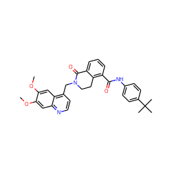 COc1cc2nccc(CN3CCc4c(C(=O)Nc5ccc(C(C)(C)C)cc5)cccc4C3=O)c2cc1OC ZINC000040956610