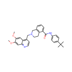 COc1cc2nccc(CN3CCc4c(cccc4C(=O)Nc4ccc(C(C)(C)C)cc4)C3)c2cc1OC ZINC000040956033