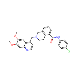 COc1cc2nccc(CN3CCc4c(cccc4C(=O)Nc4ccc(Cl)cc4)C3)c2cc1OC ZINC000040954769