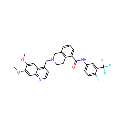 COc1cc2nccc(CN3CCc4c(cccc4C(=O)Nc4ccc(F)c(C(F)(F)F)c4)C3)c2cc1OC ZINC000043196698